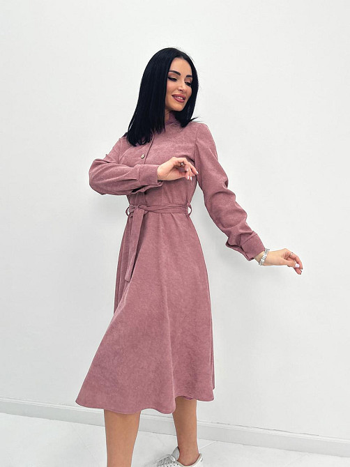 Вельветовое платье миди Ofelia 42-44, Трехнитка начес, Фрезовый Киев - изображение 5
