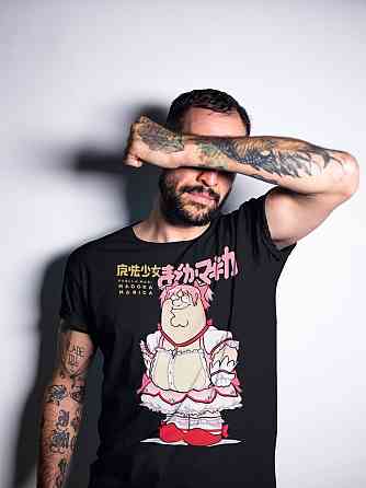 Футболка чоловіча з аніме принтом Мадока Магіка Гріеф Сеед оверсайз (S/M/L) Чорний AnimeJ0002 Дніпро