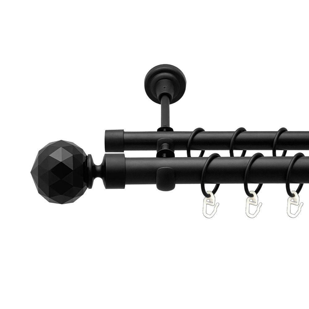 Карниз Orvit Люміера Неро металевий дворядний відкритий гладка труба кільце металеве Чорний Оксамит 25\19 мм Львов - изображение 1