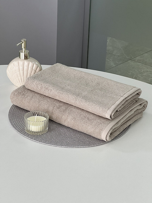 Комплект махровых полотенец Ideal Textile 2 шт (50х90см + 70х140см) (56860378) Бежевый Черновцы - изображение 3