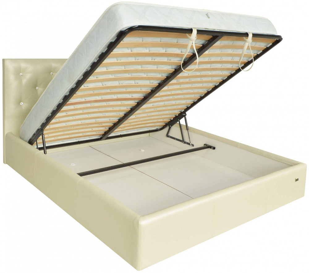 Ліжко Двоспальне Bristol VIP 180 х 190 см Мадрас Перламутр 3 White З додатковою металевою цільнозварною рамою С1 Білий Дніпро - фото 11