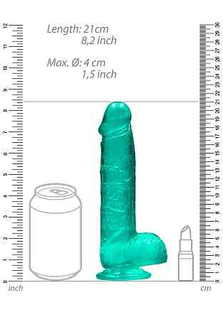 Зеленый реалистичный фаллоимитатор с мошонкой REALROCK CRYSTAL CLEAR, 21 см Sex Aura Киев