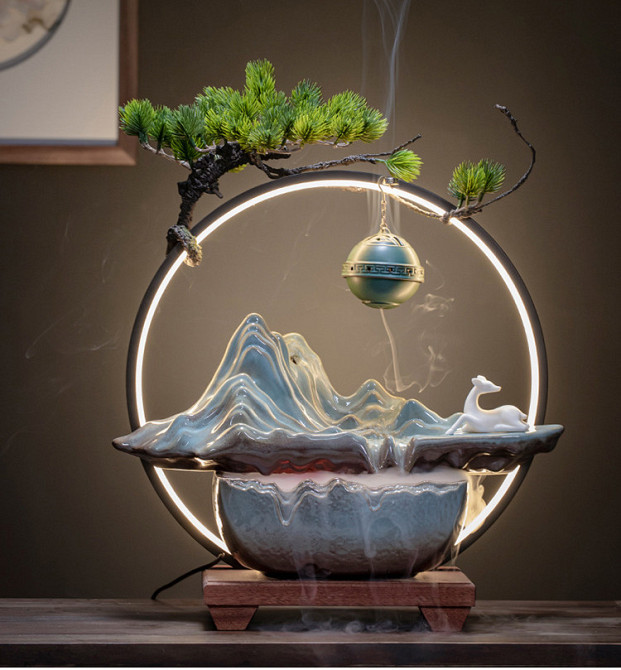 Декоративный водопад 42х42 см, фонтан, увлажнитель воздуха, подставка для конусов, светильник 5в1!! Кременчуг - изображение 1