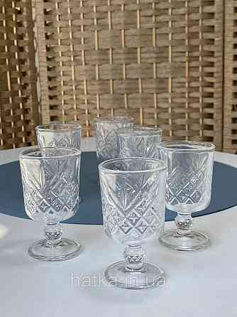 Набір чарок на ніжці 6 шт "F-207" 60 мл висота 9 см діаметр 5 см прозорий для дому та ресторану Київ