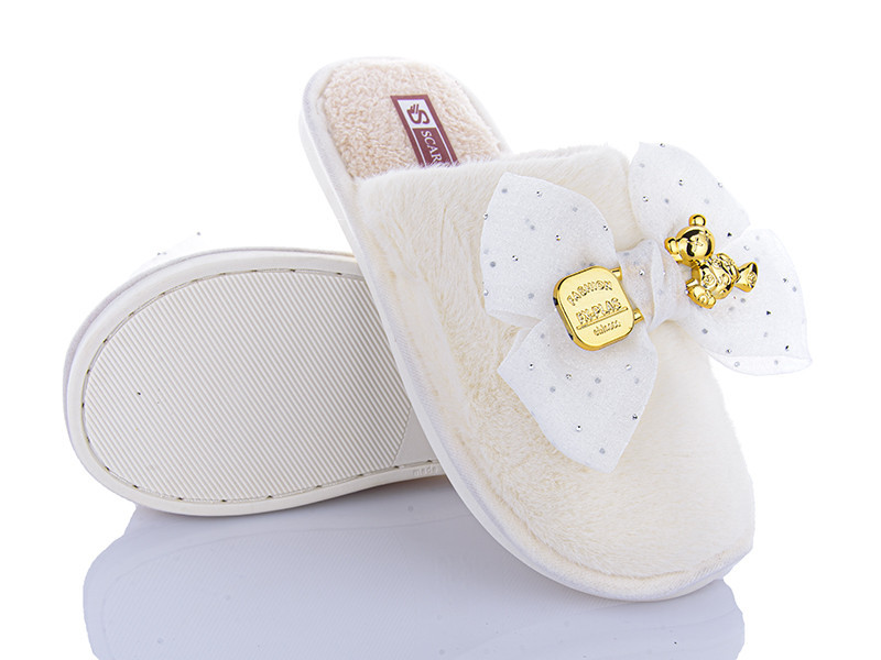 Тапочки закрытые домашние женские теплые с бантом Бежевый, 38 размер Одесса - изображение 1