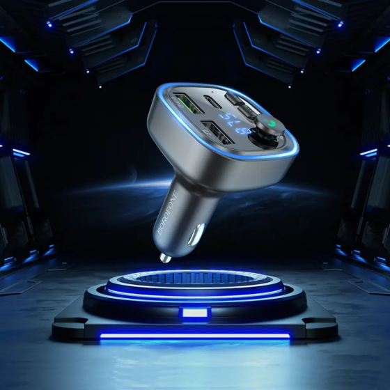 АЗП з FM-модулятором BOROFONE BC48 Broad QC3.0 car BT FM transmitter 18W Black Київ