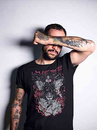 Футболка для хлопчика з аніме принтом Магічна битва оверсайз (зріст від 165 до 180) Чорний AnimeJ0441m Дніпро