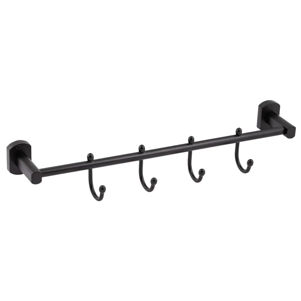 Тримач для рушника Qtap Liberty 4 гачки 450 мм QTLIBBLM1154-4 Black Київ - фото 5