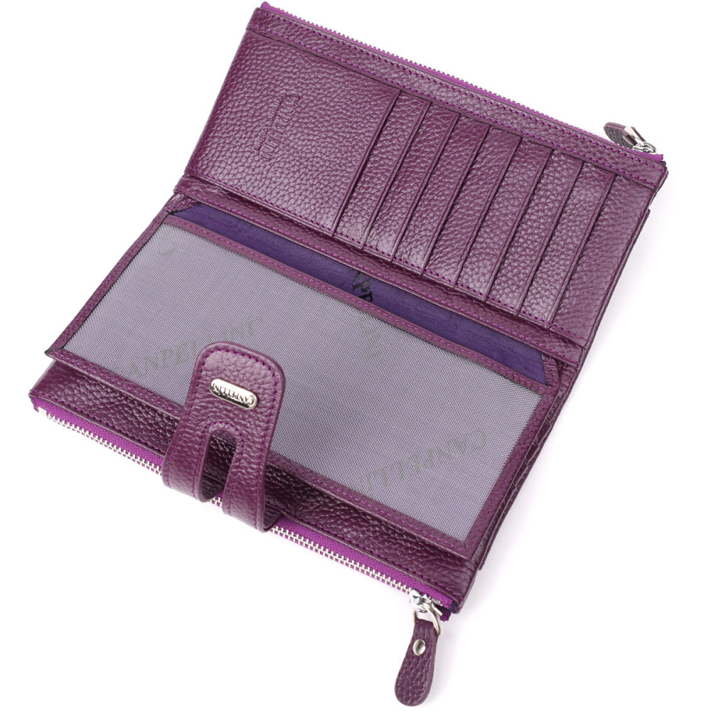 Яскравий жіночий гаманець з натуральної шкіри Фіолетовий (CANPELLINI) Київ - фото 3