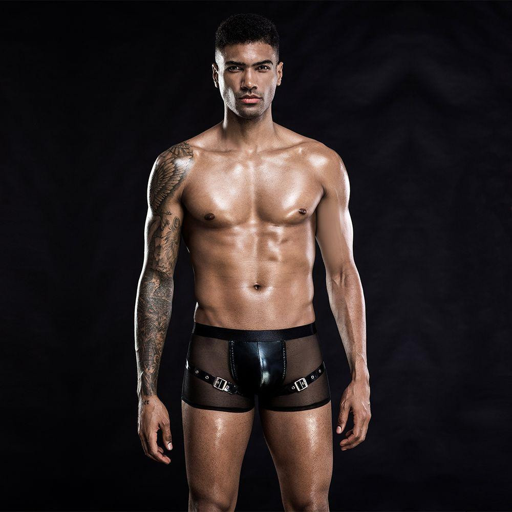 Мужские эротические сетчатые трусы с ремнями, One Size Black Sex Aura Киев - изображение 1
