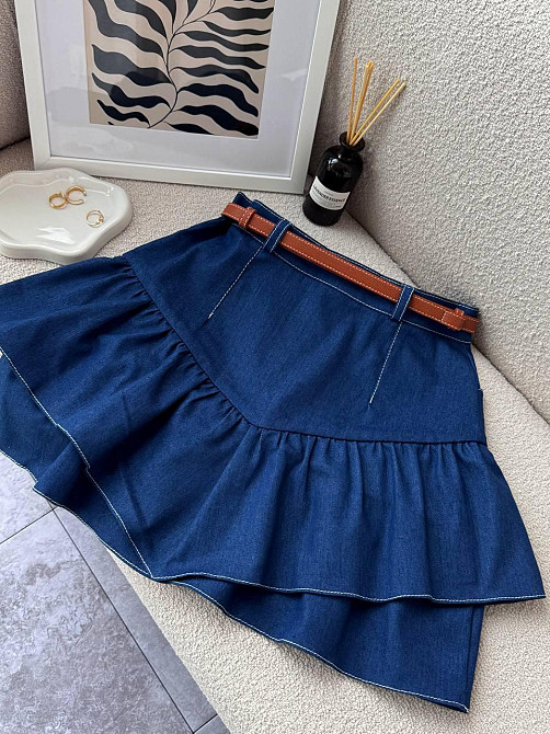 Женская юбка с кокеткой-баской джинс-котон джинсовий, 44/46 Одесса - изображение 10