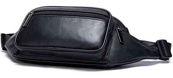 Сумка поясна з овечої шкіри Чорна (Vintage) Київ