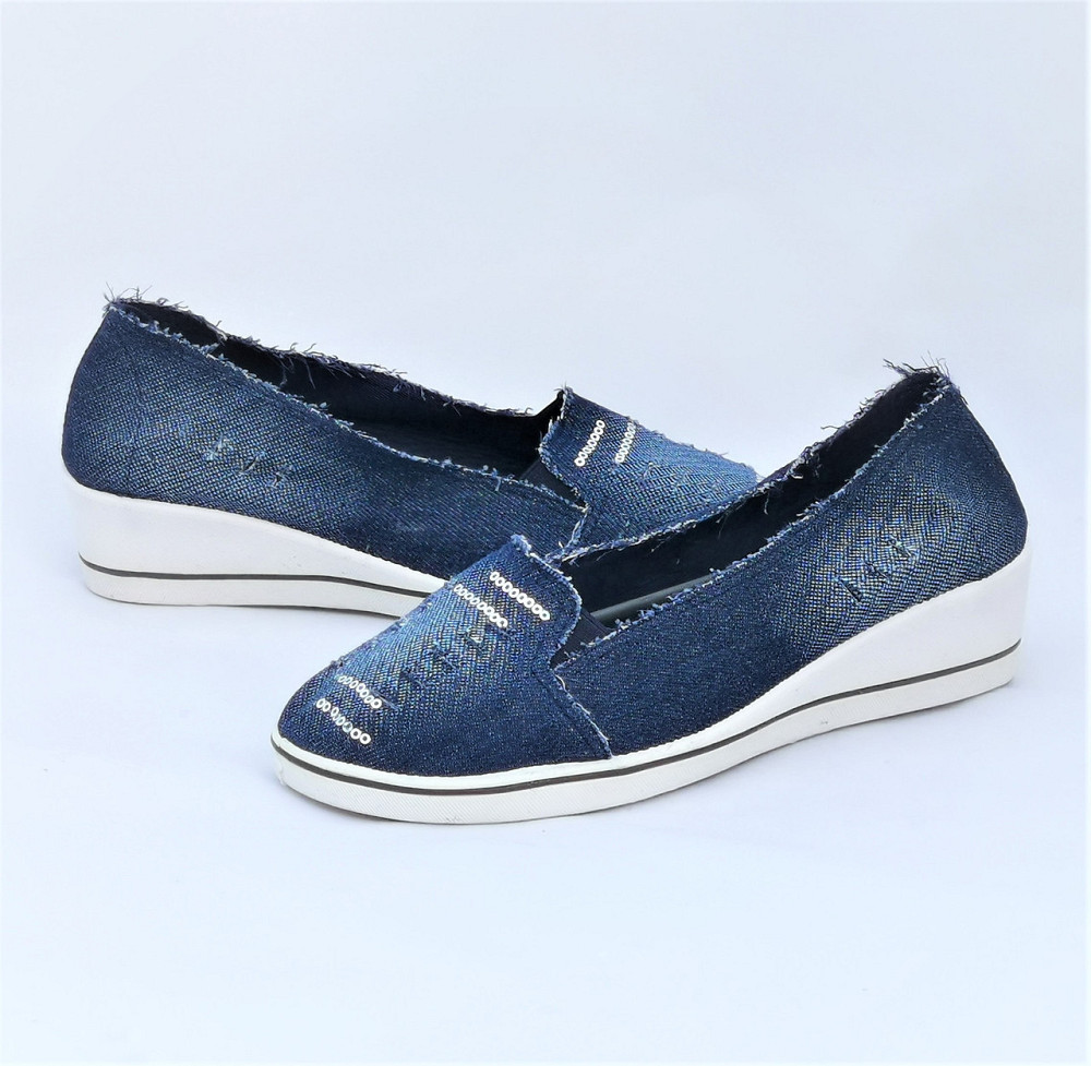 . Жіночі Мокасини Балетки на Танкетці Джинсові Сині (розміри: 36,37,38,39,40) Дніпро - фото 3