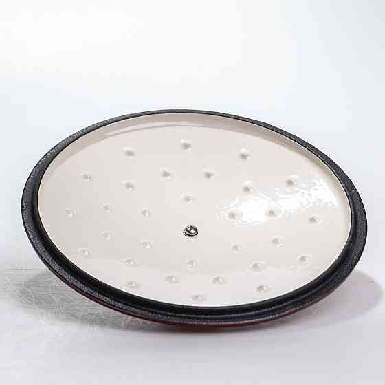 Каструля чавунна 2.5 л емальована з кришкою посуд для тушкування запікання томління кухонна Червона HP-1-14-RED Київ