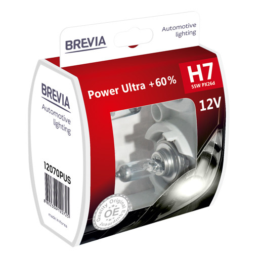 Галогенова лампа Brevia H7 12V 55W PX26d Power Ultra+ 60% S2 Львів - фото 1