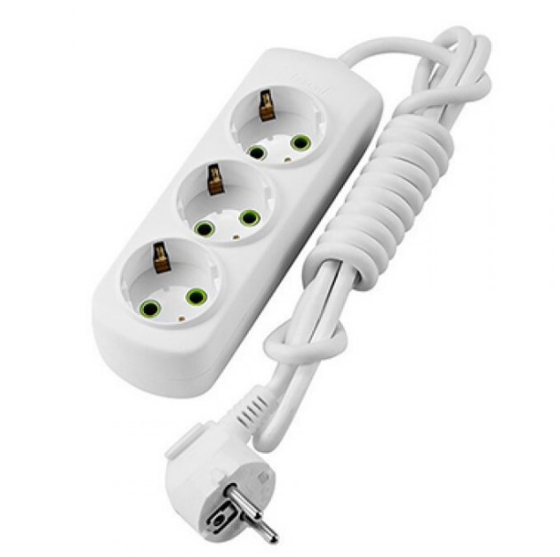 Подовжувач із заземленням 3 розетки 2м білий Letitia Лезард Житомир - изображение 1