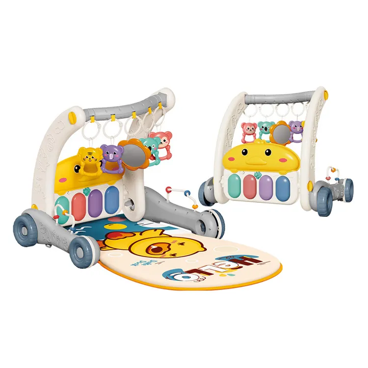 Музыкальный игровой коврик-ходунки 2в1 с пианино, погремушками и зеркальцем, коврик для детей, серый Каменец-Подольский - изображение 2