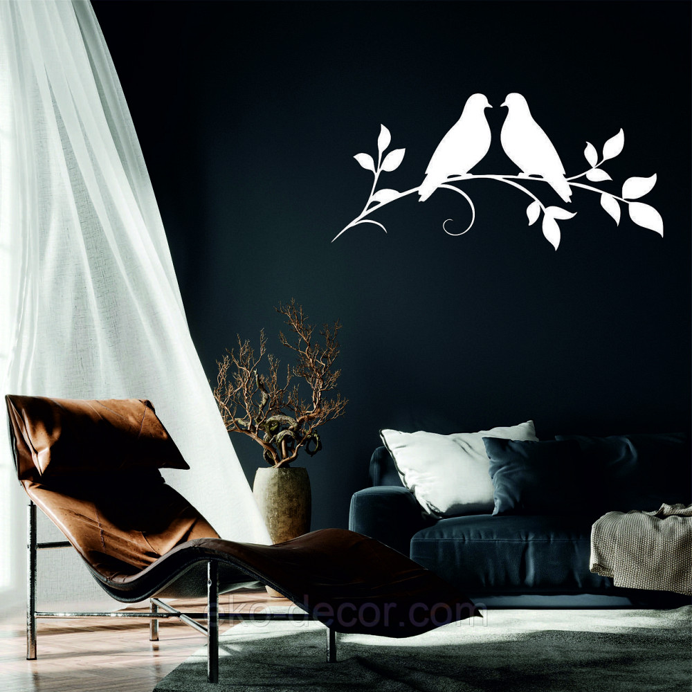 Декоративное настенное Панно «Две птички», Декор на стену 90*66 см, Белый Киев - изображение 1