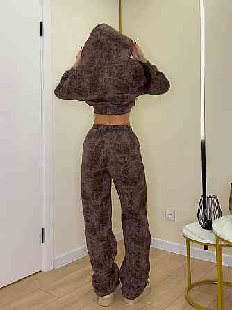 Жіночий теплий прогулянковий костюм-двійка турецька тринитка варенка на флісі Шоколад, 44/46 Одеса