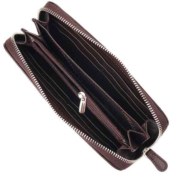 Практичный кошелек для женщин из натуральной зернистой кожи CANPELLINI 21617 Коричневый Киев