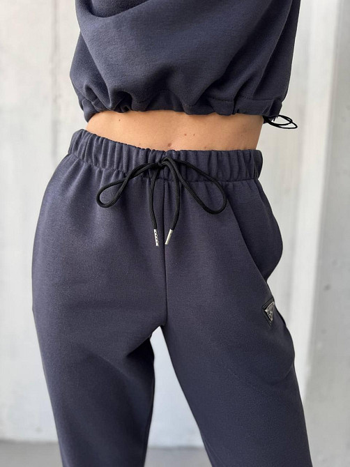 Жіночий повсякденний костюм-двійка: кофта та штани двохнитка-петля Графіт, 48 Одеса - фото 5