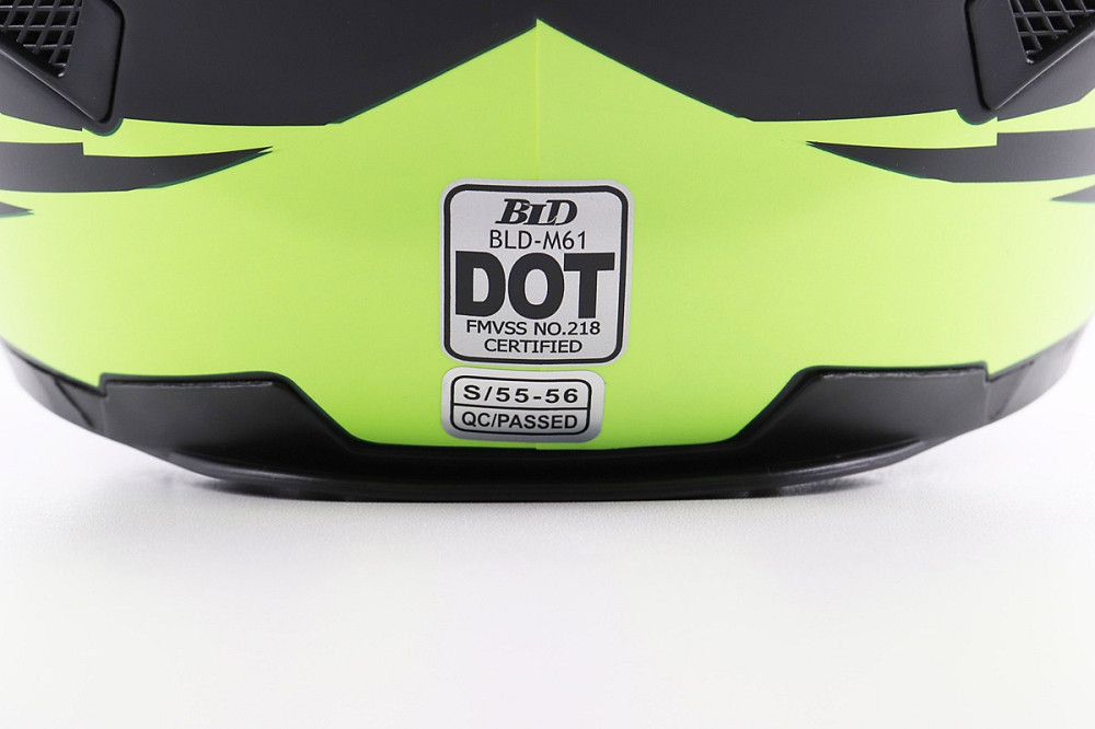 Шолом інтеграл, закритий (сертифікація DOT)+відкидні окуляри BLD-М61 S (55-56см), ЧОРНО-ЖОВТИЙ (флуоресцентний) Київ - фото 8