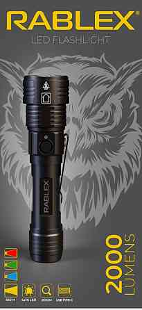 Ручний ліхтар Rablex RB915, Синій+Червоний+Зелений+Білий, 4T6, 1х18650 акум., zoom, Type-C, 2000LM Дніпро