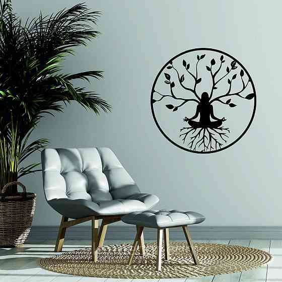 Декоративне настінне 3D Панно «ЙОГА» Декор на стіну з об'ємом 90*90 см, Чорний Київ