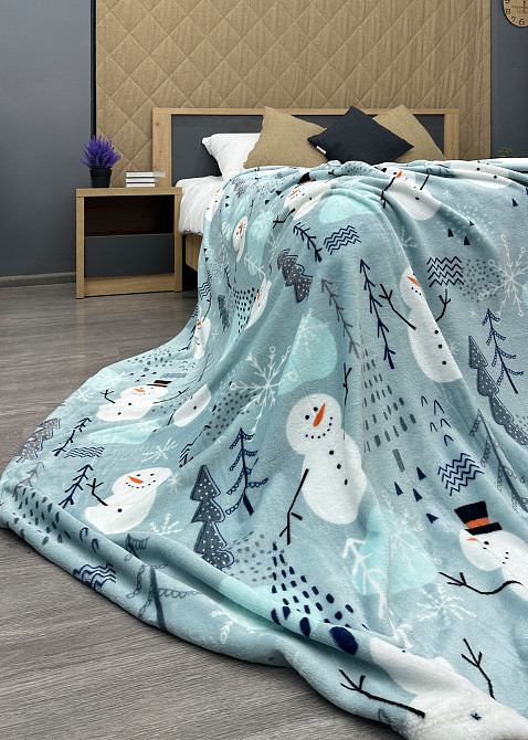 Плед-покривало Decorator WellSoft 150х210 см з різдвяним принтом Блакитний (87-283) Київ - фото 7