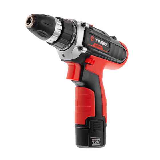 Дриль-шурупокрут акумуляторний, Li-Ion, 12 В, 18 Nm, 0-400/0-1500 об/хв, 1,5 Аг, 2 акумулятора, 2 швидкості INTERTOOL WT-0321 Киев
