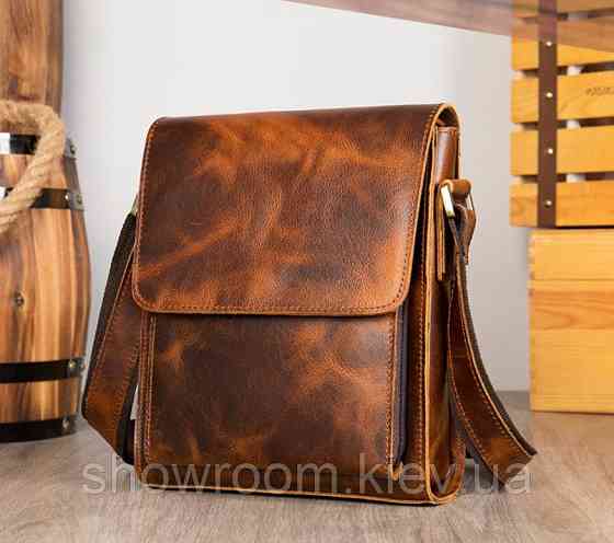 Сумка чоловіча шкіряна середніх розмірів Leather Collection (7433) коричневий Київ