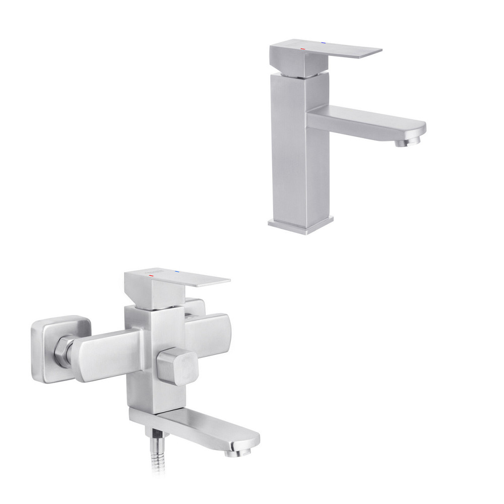 Набор смесителей Kroner Edelstahl Kubus-ESG010 + смеситель Edelstahl Kubus-ESG060 Киев - изображение 1