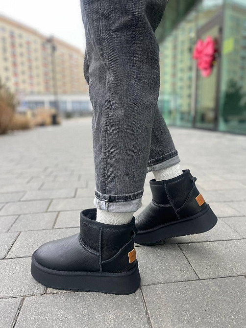 Hengji Угги жіночі HENGJI чорні натуральна шкіра висота 11 см размер 36-40 (T33-1) Коломия - фото 3