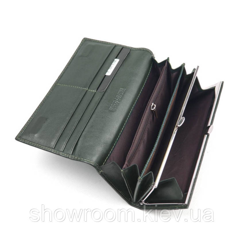 Жіночий шкіряний зручний гаманець Marco Coverna (051) темно зелений Київ - фото 2