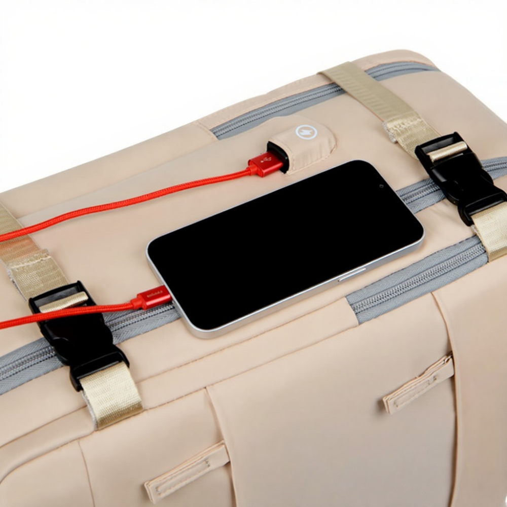 Рюкзак городской для путешествий дорожный с влагозащитой материал с портом для заряки 40х20х25 см,бежевый Каменец-Подольский - изображение 6