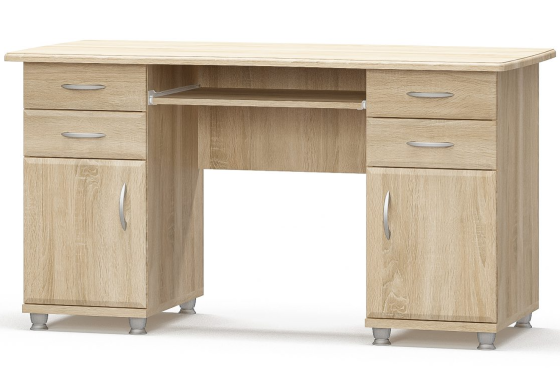 Стіл письмовий з 2-ма тумбами, 139х64 см, Меблі Сервіс, Дуб самоа Львів
