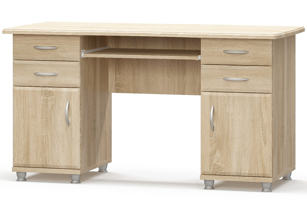 Стіл письмовий з 2-ма тумбами, 139х64 см, Меблі Сервіс, Дуб самоа Львів - фото 1