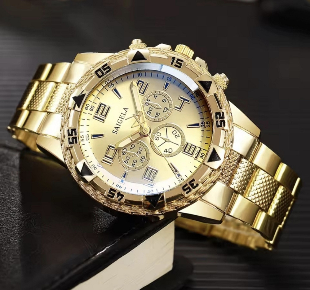 Годинник чоловічий золотистий зі світлим циферблатом Сміла - фото 2