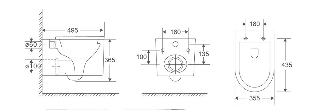 Унітаз підвісний Mixxus Premium Topper-0101-T3 495x355x375mm, система змиву Tornado 1.0 (MP6476) Київ - фото 4