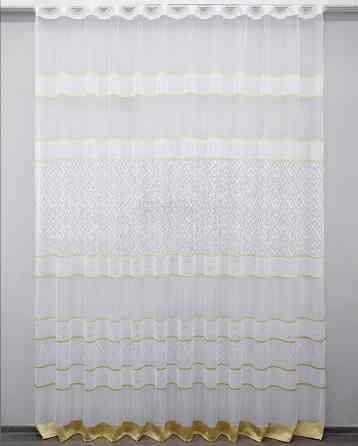 Тюль VR-Textil 1290т Жакард Білий з золотистим 500х250 см (42-0385) Київ