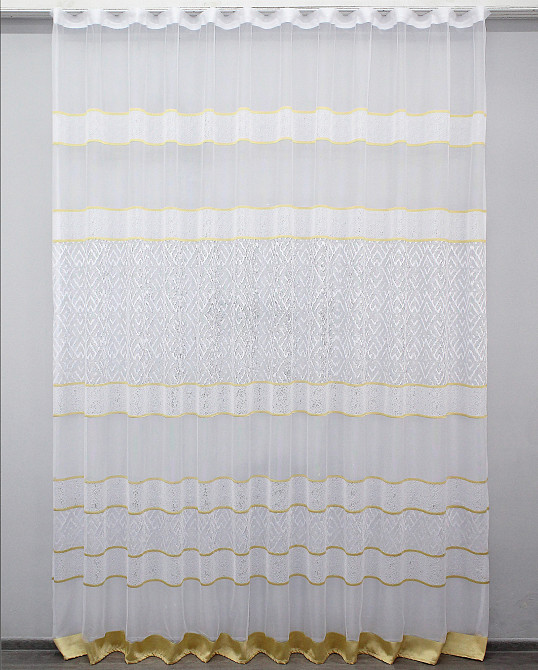 Тюль VR-Textil 1290т Жакард Білий з золотистим 500х250 см (42-0385) Київ - фото 2