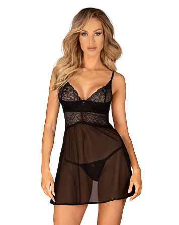 Еротичний комплект Obsessive Chemeris babydoll & thong M/L, пеньюар та стрінги Sex Aura Київ