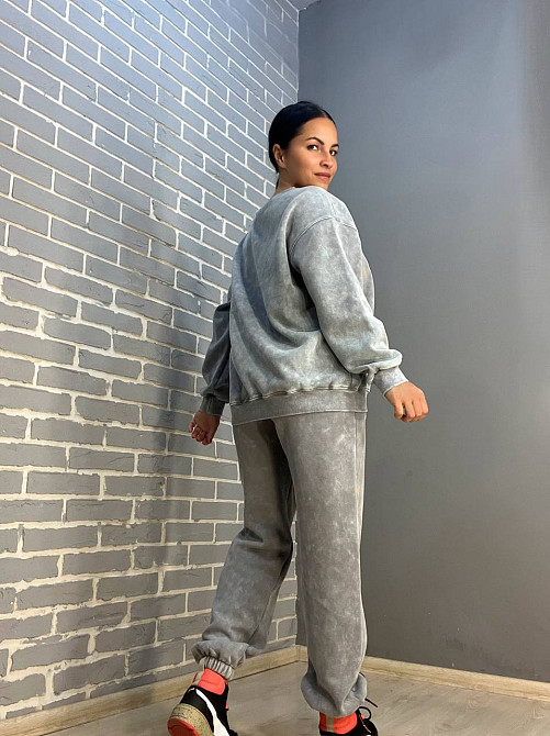Костюм женский Joy One 24182 оверсайз свитшот с джоггерами вареный утепленный, серый, one size Киев - изображение 14
