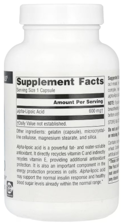 Альфа-липоевая кислота 600 мг Source Naturals Alpha Lipoic Acid 120 капс Киев