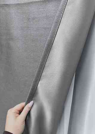 Комплект штор VR-Textil льон преміум ELEMENTA 150х270 2шт і Тюль 600х270 1866ш-115т світло-сірий з білим 71-067/5 Київ