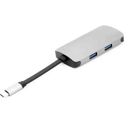 Концентратор PowerPlant Type-C - HDMI 4K, USB 3.0, USB Type-C, RJ45 (CA911691) Винница