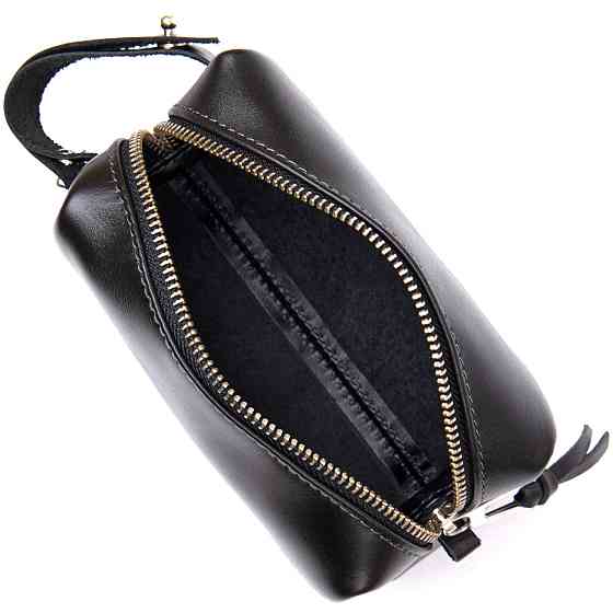 Кожаная глянцевая мужская косметичка GRANDE PELLE 11413 Черный Киев