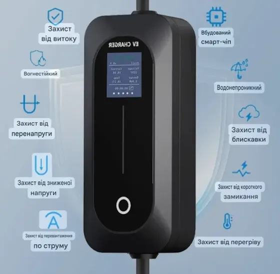 Зарядное устройство Ev Charger для электромобилей Type 1, 16 A, 3.5 кВт, 1-фазное Коломыя