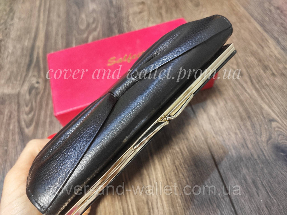 Женский кожаный кошелек с монетницей снаружи Salfeite черный Киев - изображение 3