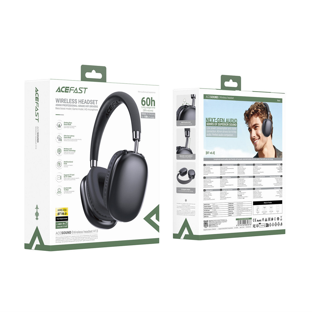 Беспроводные накладные наушники ACEFAST H13 Wireless Headset Black Одесса - изображение 2